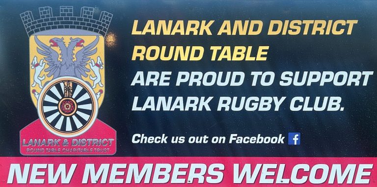 Summit Platforms Board Logo of Summit Platforms supporting Lanark Rugby Club, featuring equipment icons and a QR code.